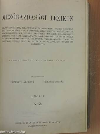 Mezőgazdasági Lexikon II. (töredék)