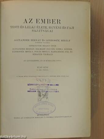 Az ember testi és lelki élete, egyéni és faji sajátságai I. (töredék)