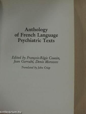 Anthology of French Language Psychiatric Texts