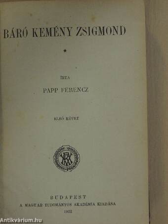 Báró Kemény Zsigmond I. (töredék)