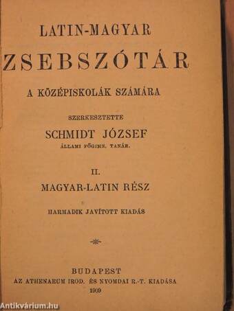 Latin-magyar zsebszótár II.