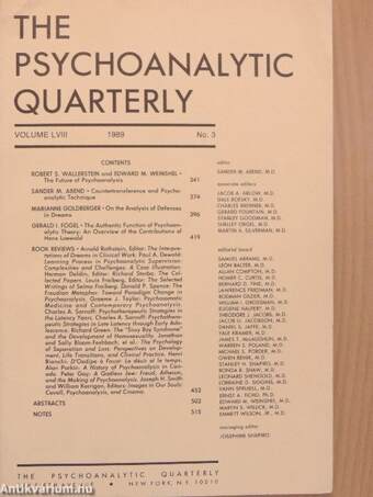 The Psychoanalytic Quarterly 1989/3.