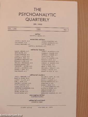 The Psychoanalytic Quarterly 1989/4.