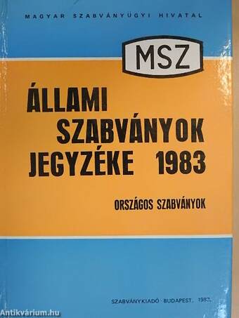 Állami Szabványok Jegyzéke 1983. 1. (töredék)