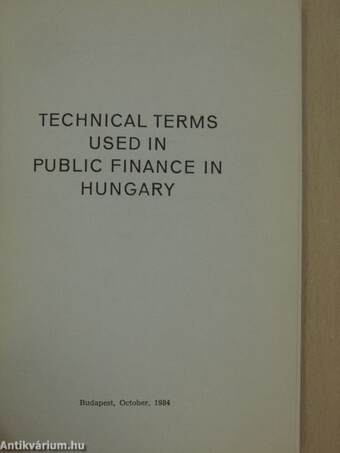 Technical terms used in public finance in Hungary