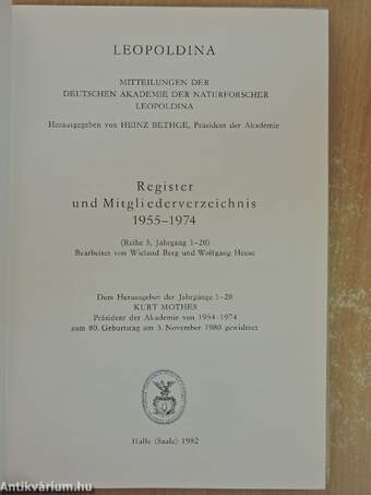 Register und Mitgliederverzeichnis 1955-1974