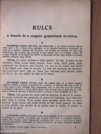 Kulcs - A francia és a magyar gyakorlatok forditása