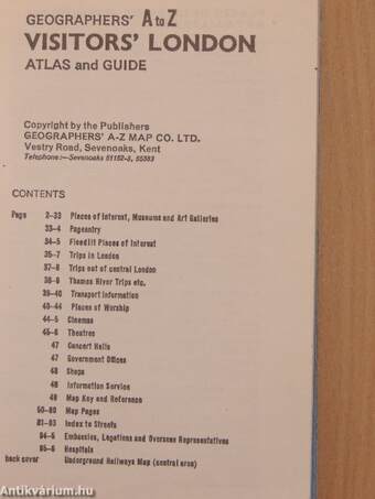 Geographers' A to Z visitors' London atlas and guide