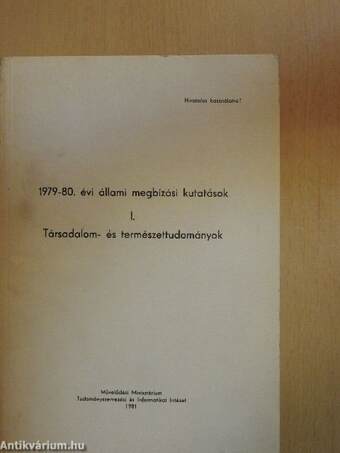 1979-80. évi állami megbízási kutatások I-II.