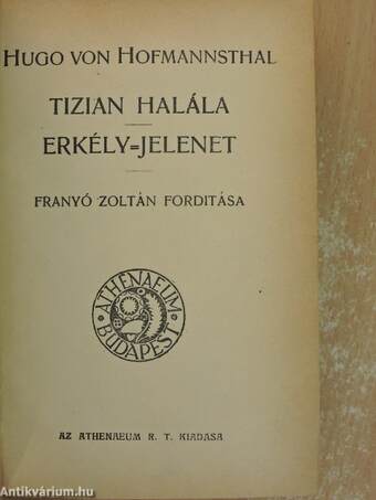 Tizian halála/Erkély-jelenet/Budapesti emlék/Meséskönyv/Képeskönyv/Terike