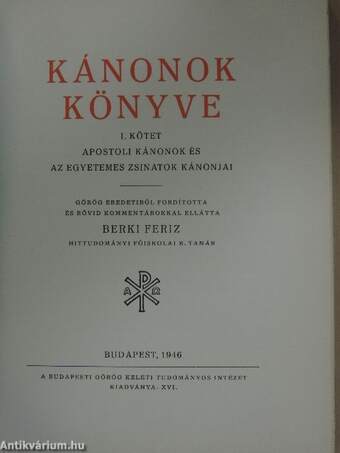 Kánonok könyve I. (töredék)