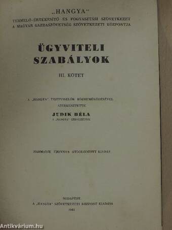 Ügyviteli szabályok III. (töredék)