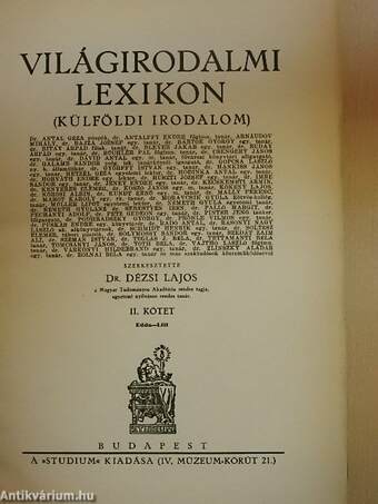 Világirodalmi lexikon II. (töredék)