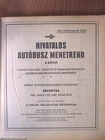 Hivatalos autóbusz menetrend 1986-1987 3.