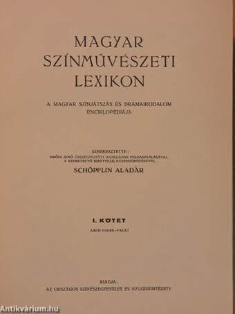 Magyar színművészeti lexikon I. (töredék)