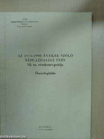 Az 1976-1990. évekre szóló népgazdasági terv 18. sz. részkoncepciója