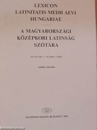 A magyarországi középkori latinság szótára II./1.