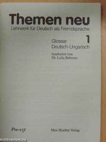 Themen neu 1 - Glossar Deutsch-Ungarisch