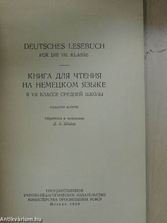 Deutsches Lesebuch für die VII. Klasse