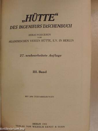 "Hütte" Des Ingenieurs Taschenbuch III. (töredék)