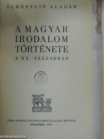 A magyar irodalom története a XX. században