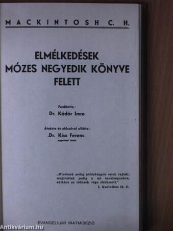 Elmélkedések Mózes negyedik könyve felett