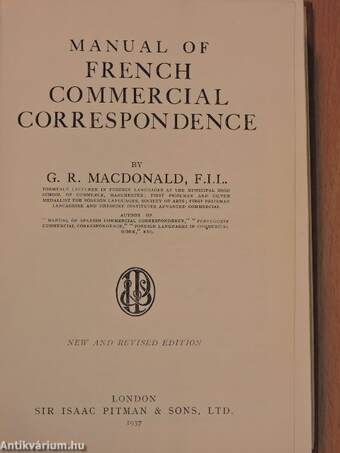 Manual of french commercial correspondence/A Catalogue of Pitman Books on foreign languages