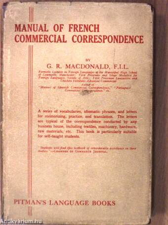 Manual of french commercial correspondence/A Catalogue of Pitman Books on foreign languages