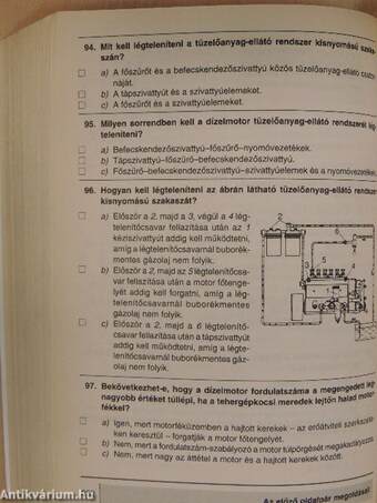 A járművezetői vizsga teszt kérdéseinek gyűjteménye