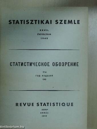 Statisztikai Szemle 1949. január-december