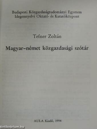 Magyar-német közgazdasági szótár