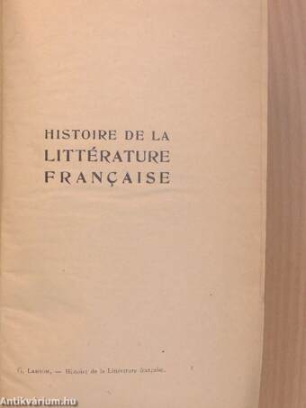 Histoire de la littérature francaise