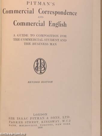 Pitman's Commercial Correspondence and Commercial English