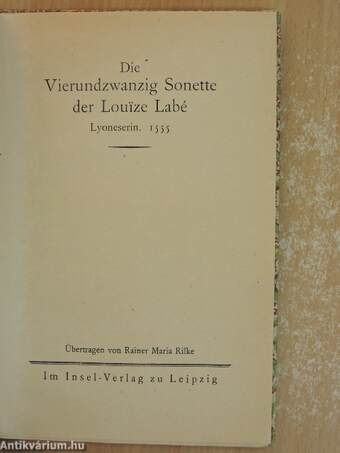 Die Vierundzwanzig Sonette der Louize Labé