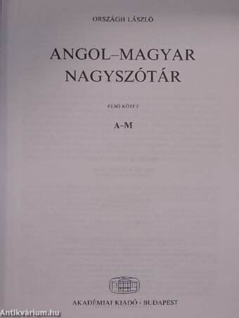 Angol-magyar nagyszótár 1-2.