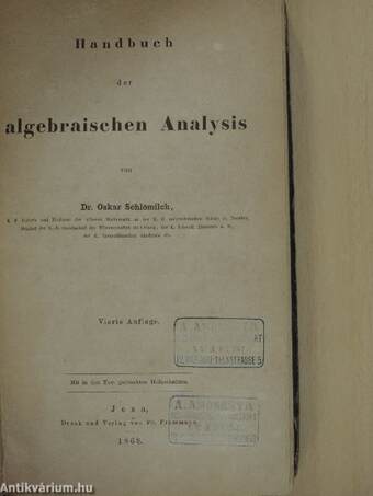 Handbuch der algebraischen Analysis