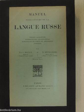 Manuel pour l'étude de la langue russe