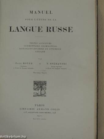 Manuel pour l'étude de la langue russe