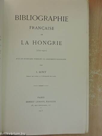 Bibliographie francaise de la hongrie