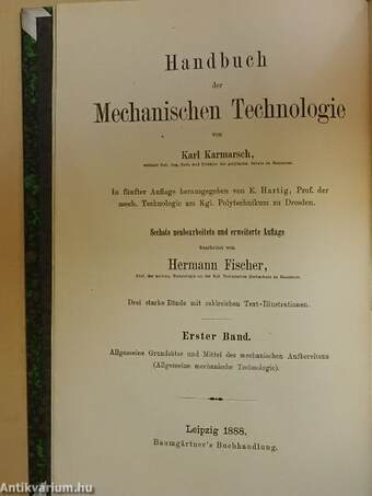 Handbuch der Mechanischen Technologie I-II.