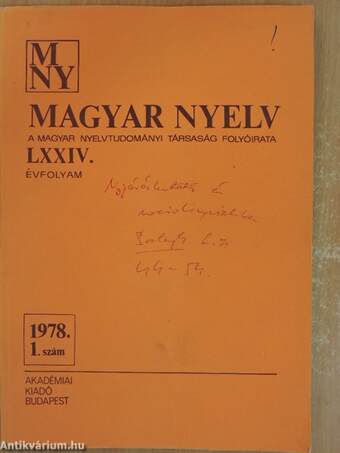 Magyar Nyelv 1978/1-4.