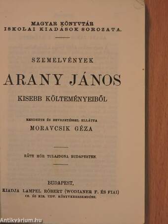 Szemelvények Arany János kisebb költeményeiből