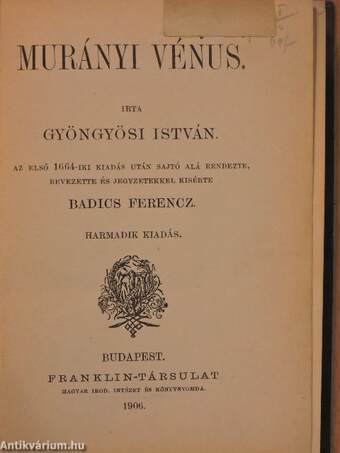 Murányi Vénus/Budai Ali basa históriája