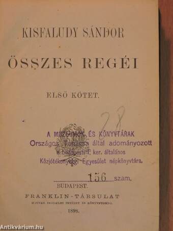 Kisfaludy Sándor összes regéi I. (töredék)