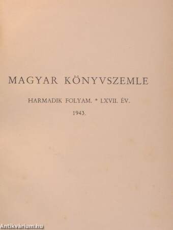 Magyar Könyvszemle 1943. január-december