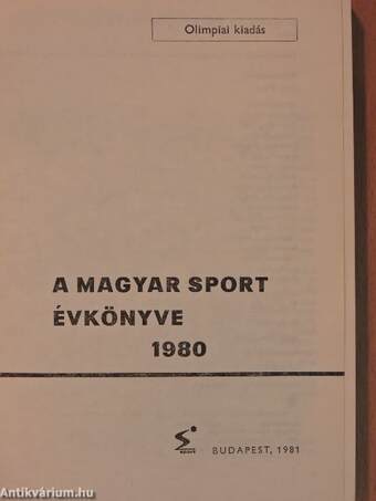 A Magyar Sport Évkönyve 1980