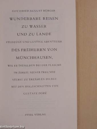 Wunderbare Reisen zu Wasser und zu Lande, Feldzüge und lustige Abenteuer des Freiherrn von Münchhausen