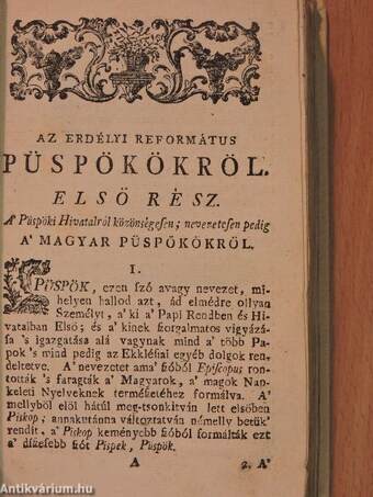 Smirnai szent polikárpus, Avagy, Sok keserves háborúságok között magok Hivataljokat Keresztyéni Szorgalmatossággal Kegyesen viselö erdélyi réformátus püspököknek historiájok