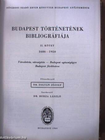 Budapest történetének bibliográfiája II.