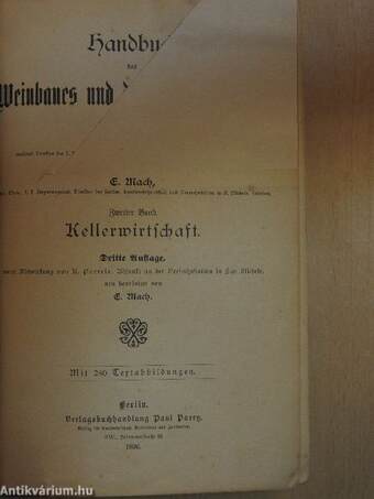 Handbuch des Weinbaues und der Kellerwirthschaft II. (gótbetűs)